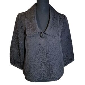 Ambition RARE Black Brocade Cropped Swing Jacket. Cotton & polyester Size M